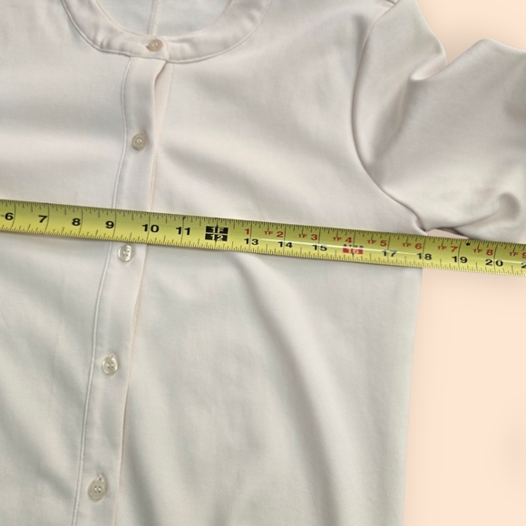 Ayr Serenity Now Cream Pima Cotton 90s Maxi Dress L Button Front Minimalist - Picture 4 of 11